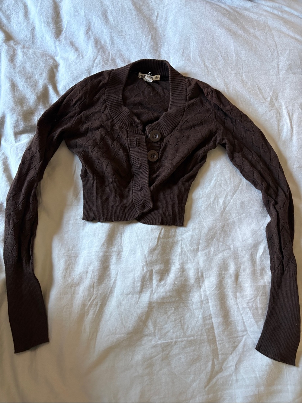 Forever 21 Dark Brown Cropped Button Cardigan